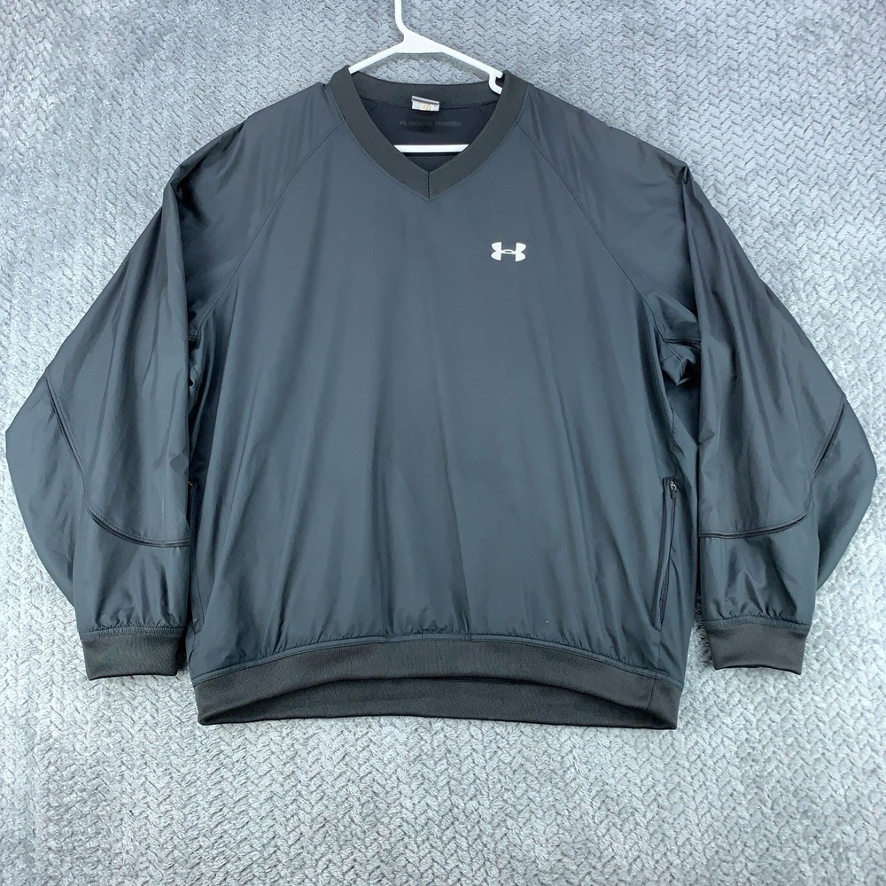 Under Armour Pullover Mens Large Black Zip Pockets Lightweight Jacket Mesh Lined